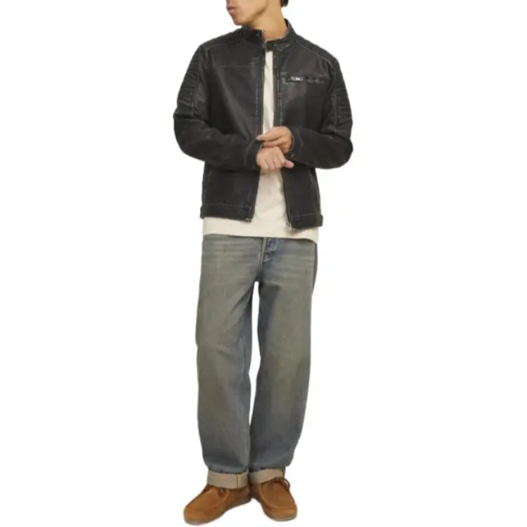 JACK JONES· Leather Jacket Men's Black-2