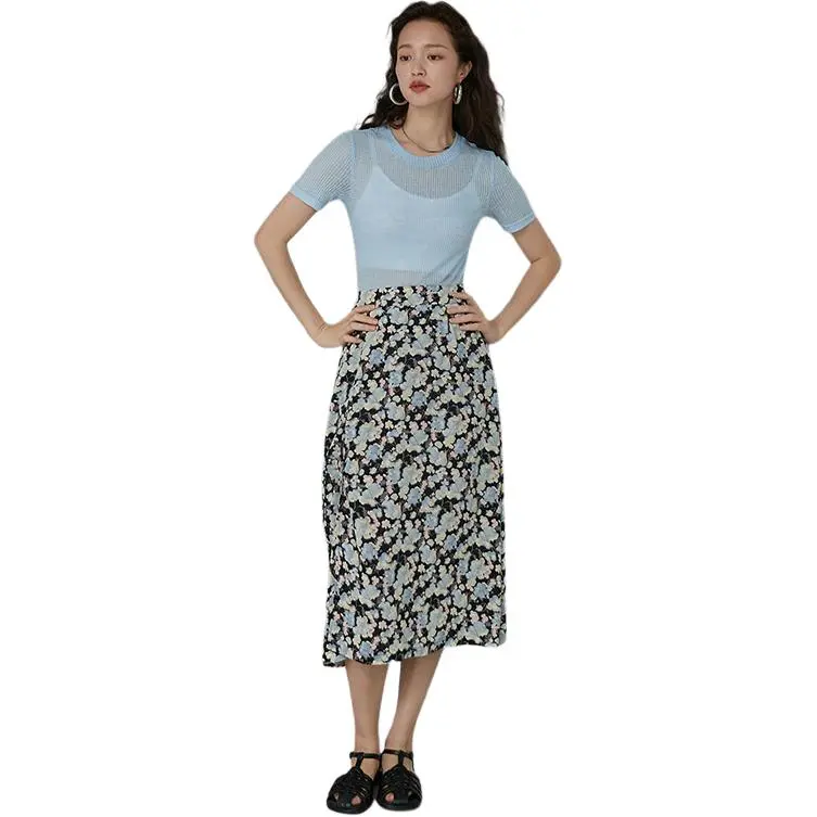 BLUEerror Casual Long Skirt Women's Black-1
