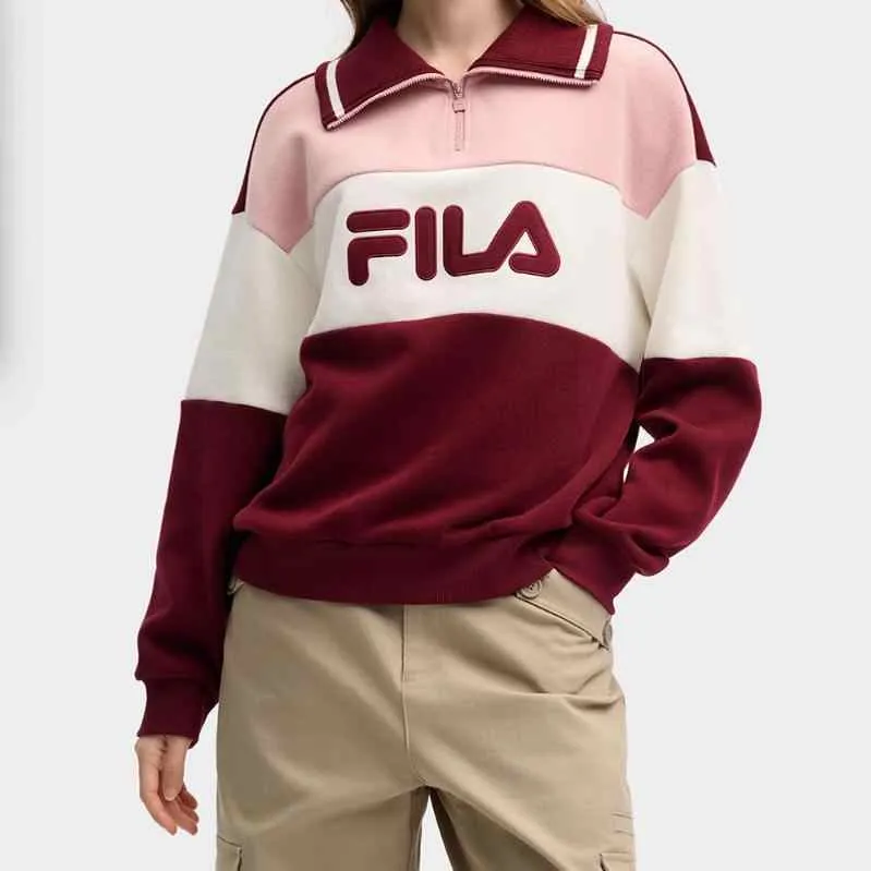 FILA Sweatshirt Women's Fairy Pink Wine Red-2