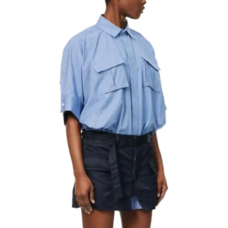 Sacai Panelled Striped Mini Shirt Dress-4