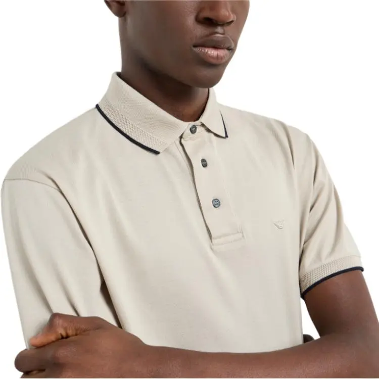 EMPORIO ARMANI Stretch Piqué Polo Shirt With Micro Eagle Embroidery-4