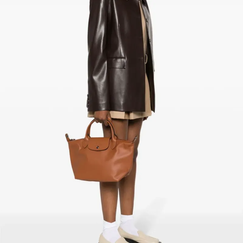 LONGCHAMP Le Pliage Xtra Cow Leather Dumpling Bag, One Shoulder Handbag Small Size Women's Brandy-4