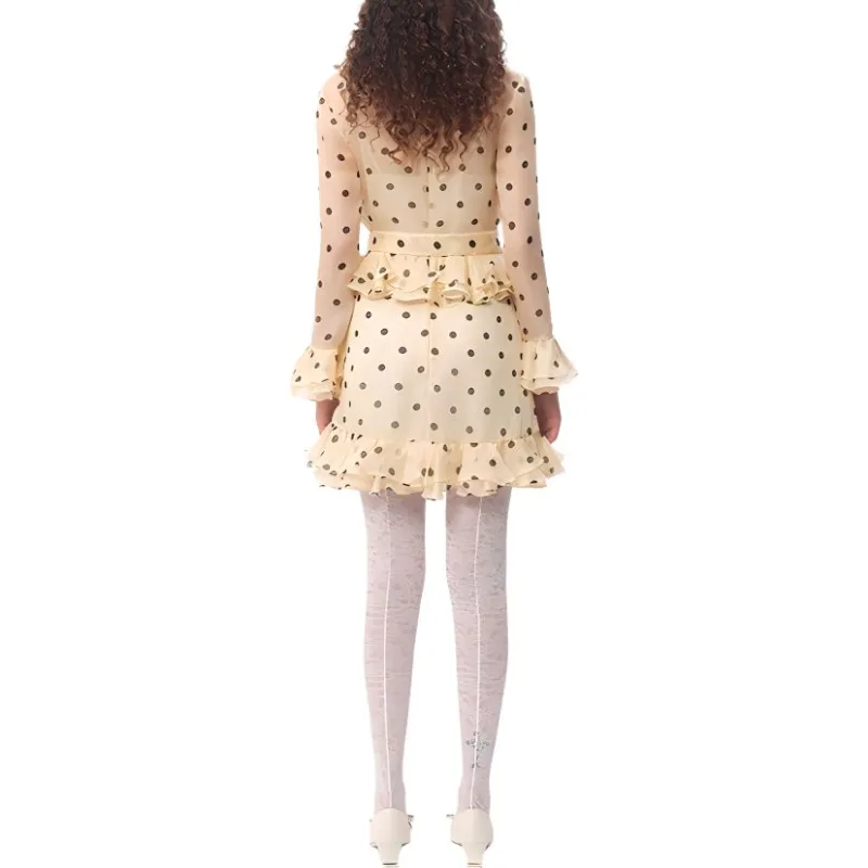 Valentino Polka Dot Printed V Neck Ruffled Dress-2