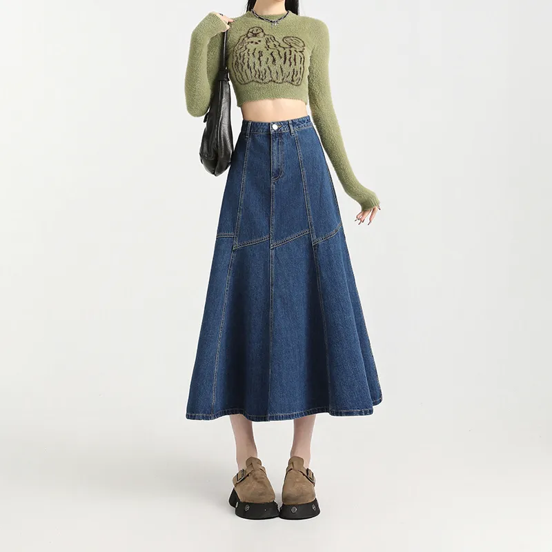 FOREVER 21 Denim Long Skirts Women's Vintage Blue-2