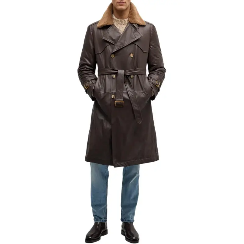Brunello Cucinelli Double-breasted Leather Coat-2