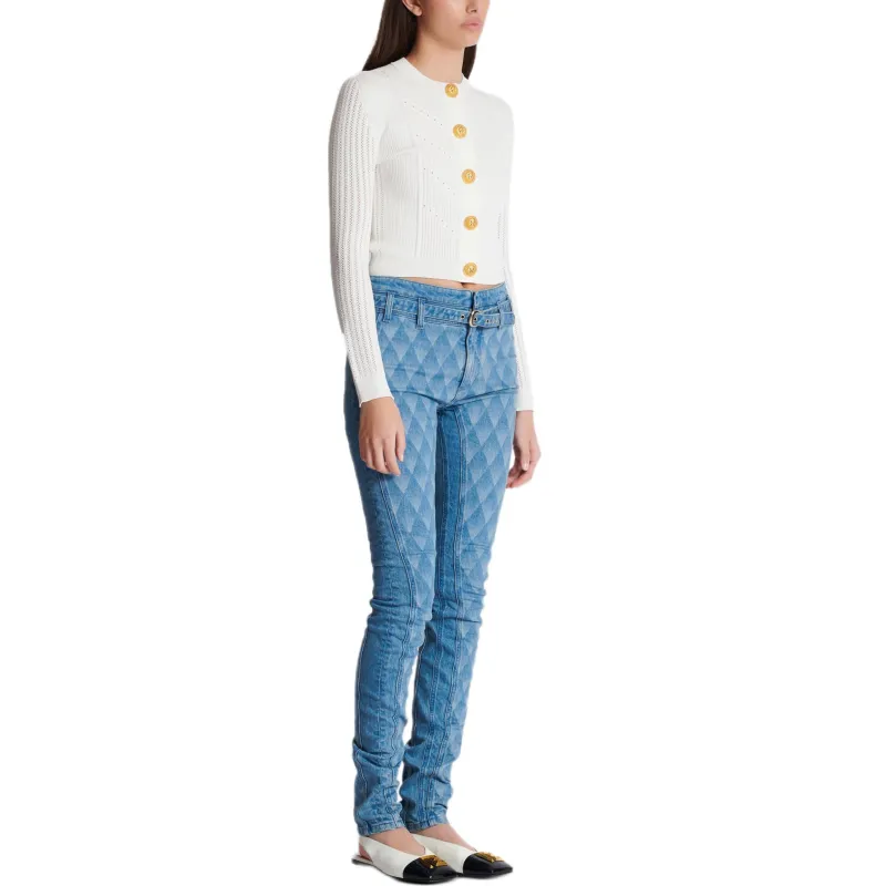 BALMAIN Cropped Knit Cardigan-4