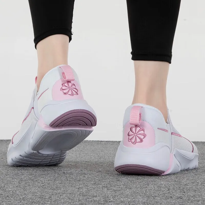 Nike Flex Plus Abrasion Resistant Breathable Support Low Top Kids' Running Shoes White Pink Unisex-2