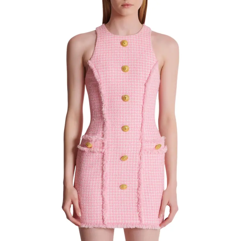 BALMAIN Sleeveless Dress Women's Pink-3