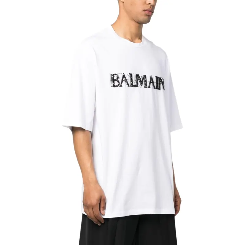 BALMAIN Logo Printed Crewneck T Shirt-3