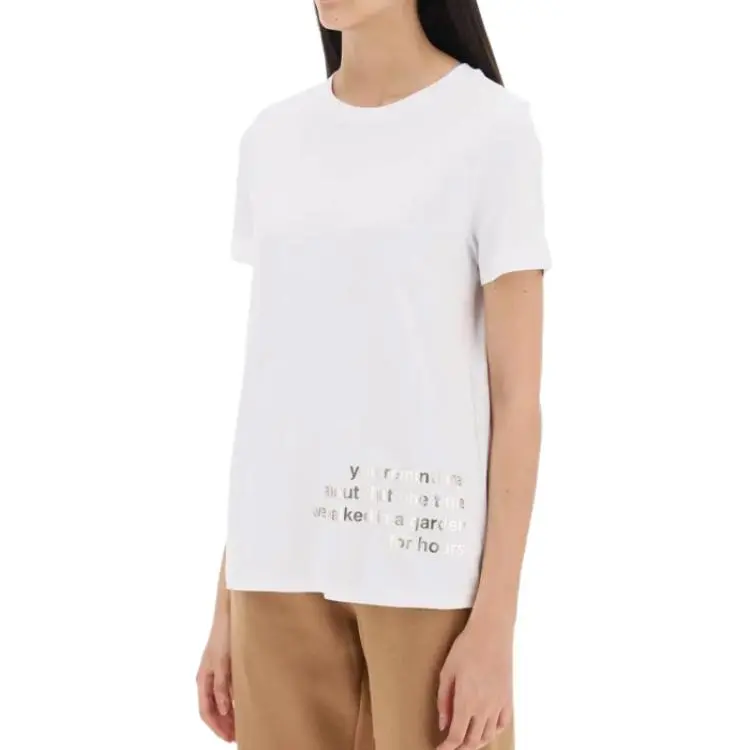'S MAX MARA Slogan Printed Crewneck T Shirt-3