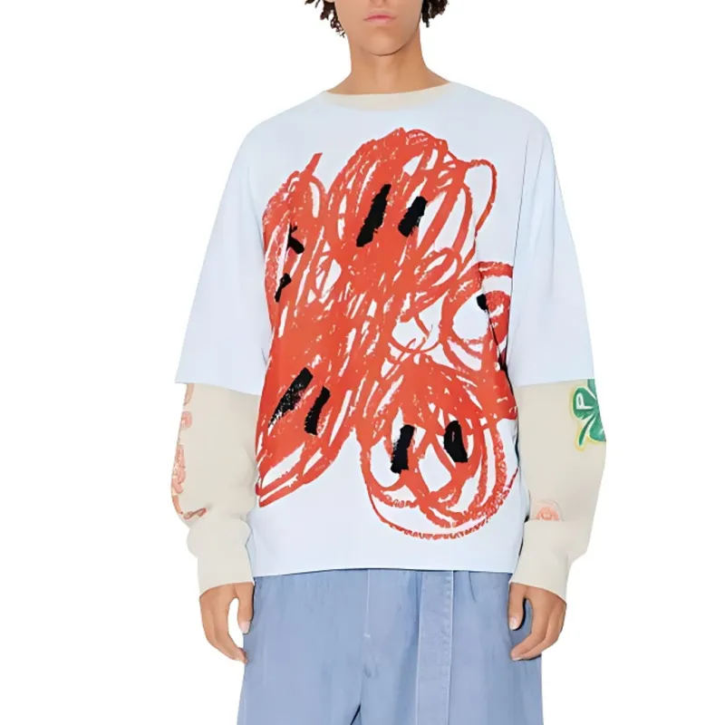 KENZO Drawn Varsity' T Shirt T Shirt Men's Light Blue-3