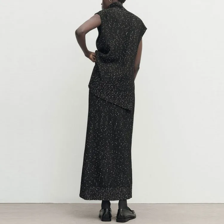 Massimo Dutti Knit Long Skirts Women's Black-3