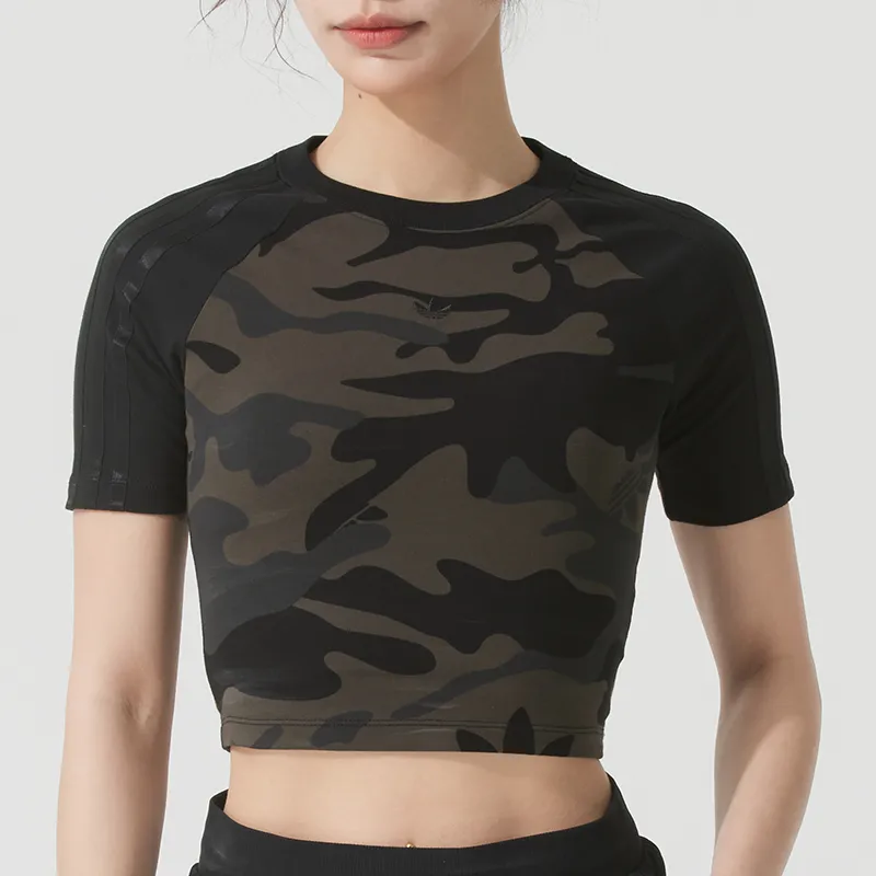 Adidas Originals BABY TEE Crop Top Women's Black/Grass Green-1