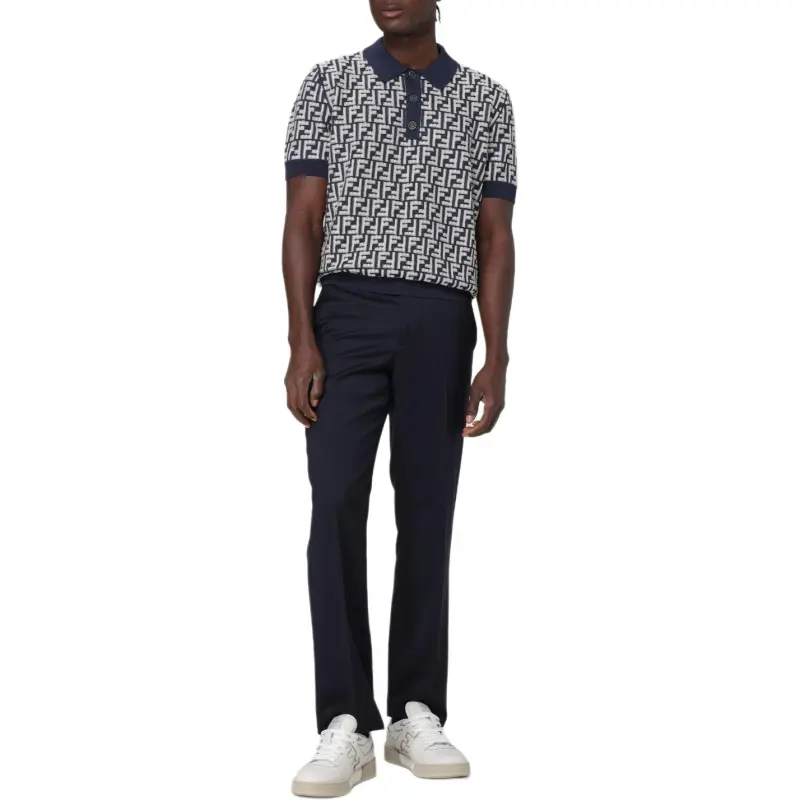 FENDI Ff Motif Short-Sleeved Knit Polo Shirt-5