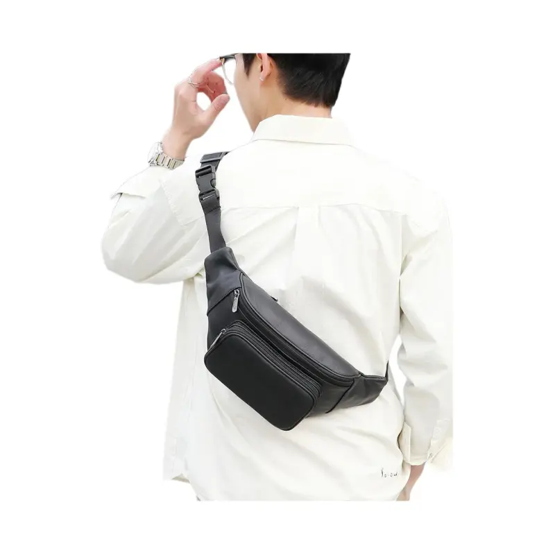 VIHUS Cow Leather Sling Bag Men's Black/Brown-3