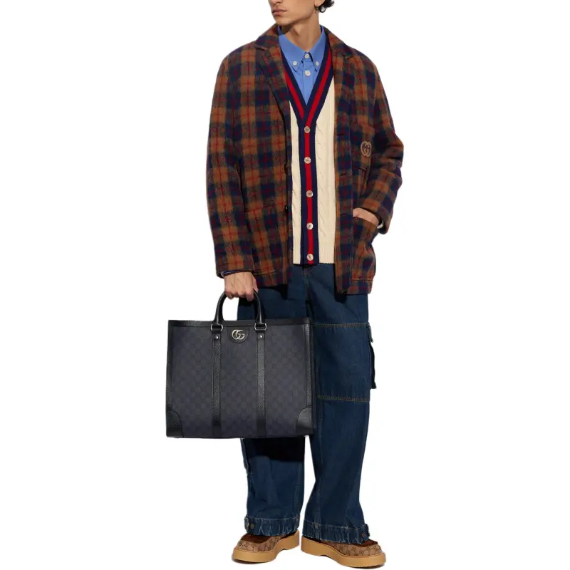 GUCCI Interlocking G Embroidered Checked Jacket-1