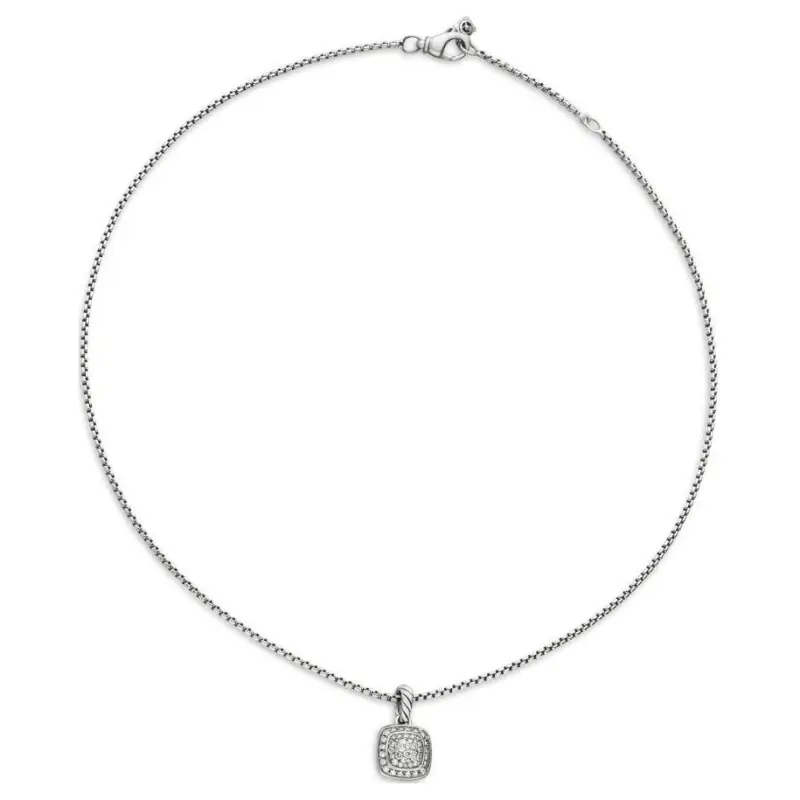 David Yurman Sterling Silver Petite Albion Diamond Pendant Necklace 7mm-2