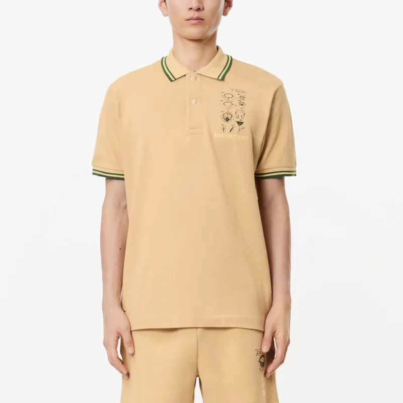 LACOSTE Slogan embroidered Cotton Polo Shirt-1