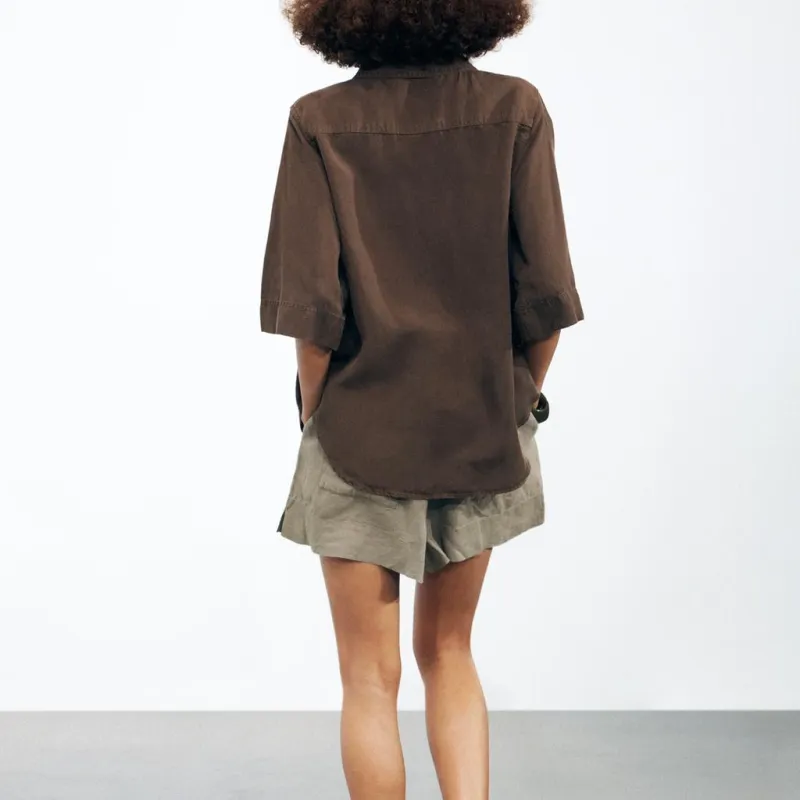 ZARA ZW Series Shirt Women's Brown-2