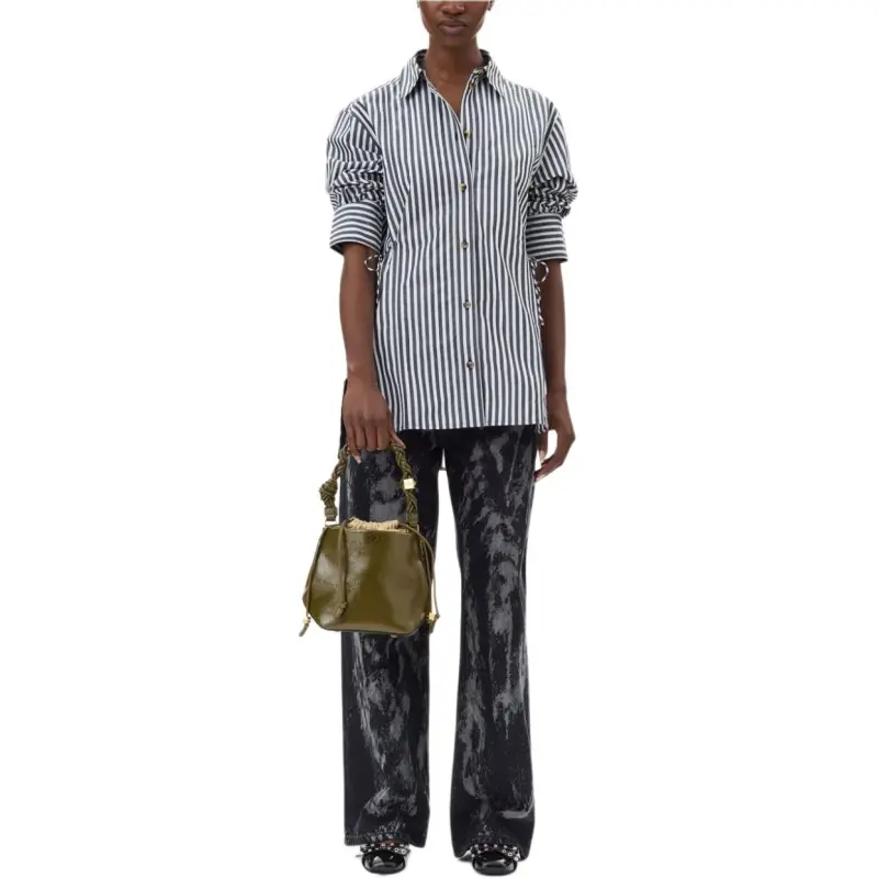 GANNI Striped Long Sleeved Shirt-1