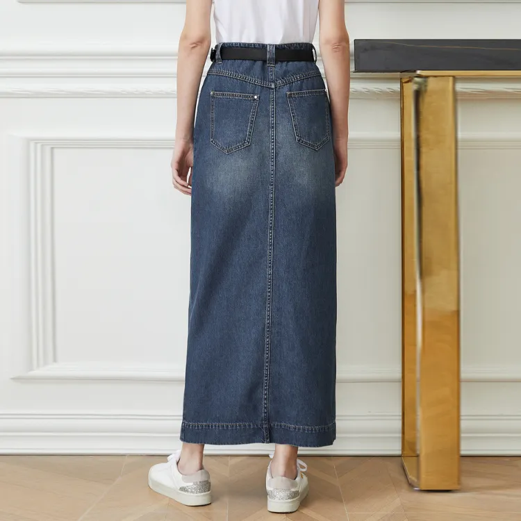 DKNY Denim Long Skirts Women's Denim Blue-3