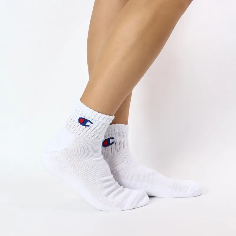 Champion SS24 Mid Calf Socks Men's 3 Pack White-3