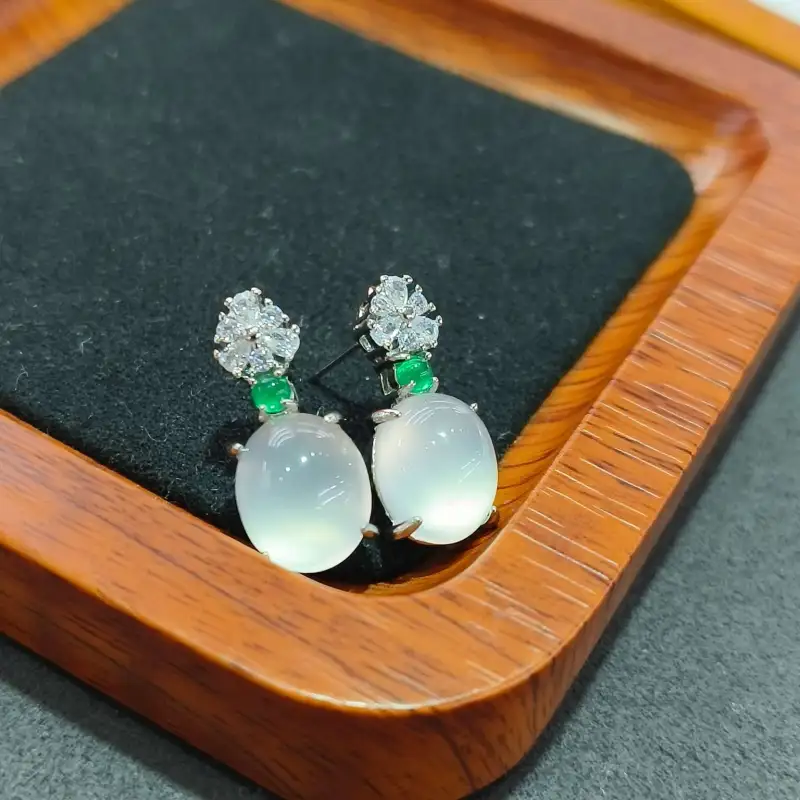 Grace Chalcedony Jade Earrings Women's-6
