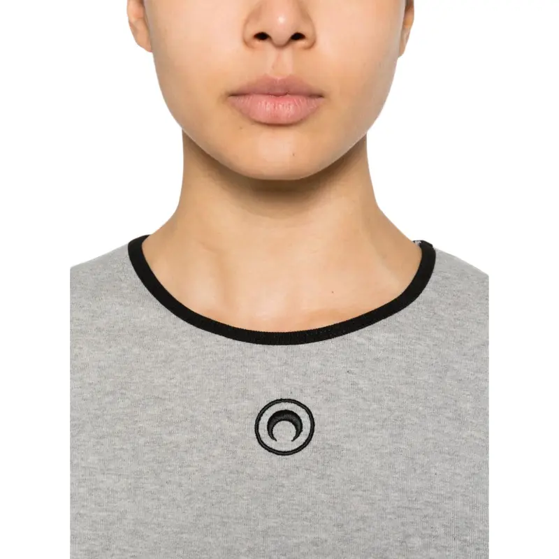 Marine Serre Crescent Moon embroidered T shirt-4