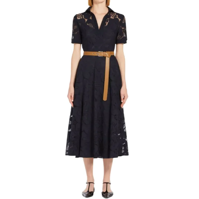 MaxMara Studio Lace Detailed Belted Dress-2