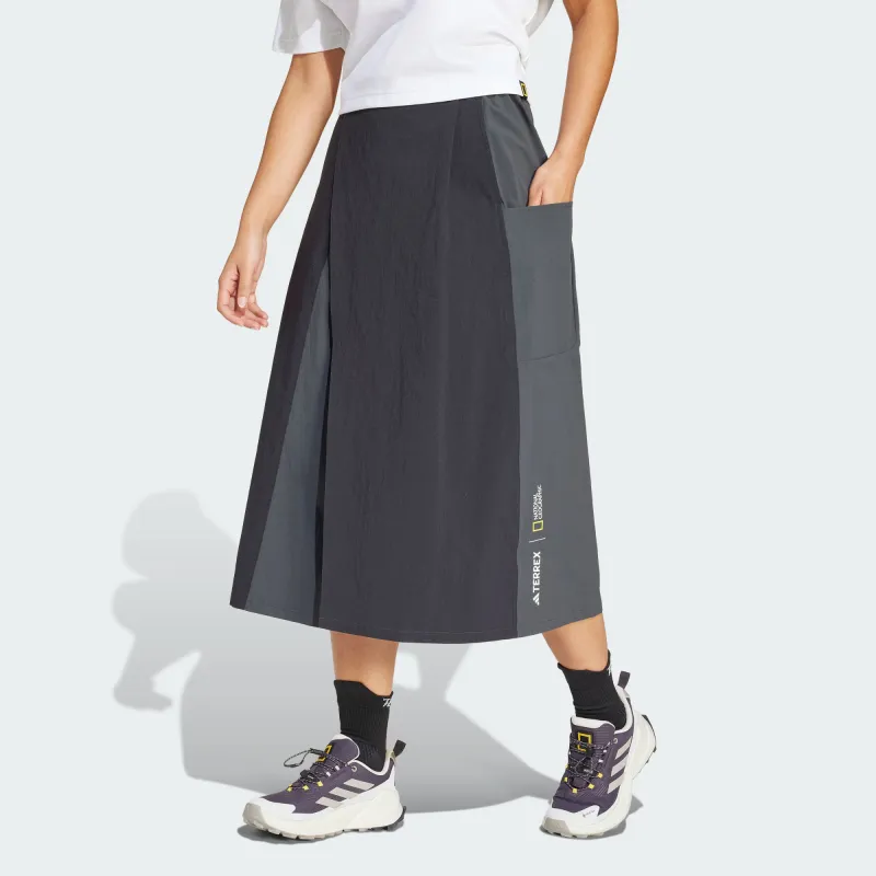 Adidas x National Geographic TerrexDisney Casual Long Skirt Women's Black-3