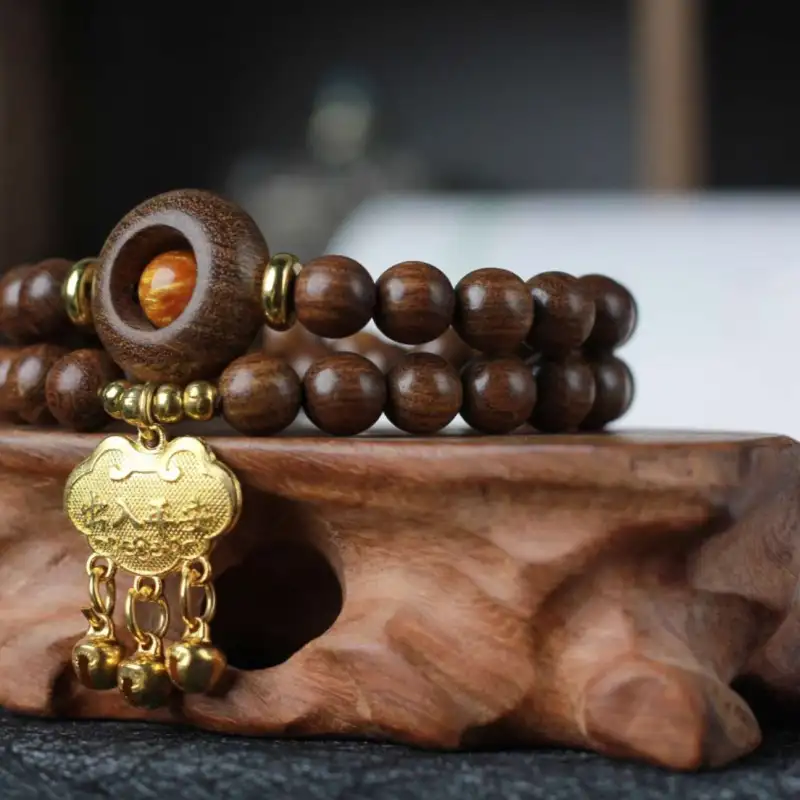 Lordship Golden Sandalwood Bead Chain Unisex-3