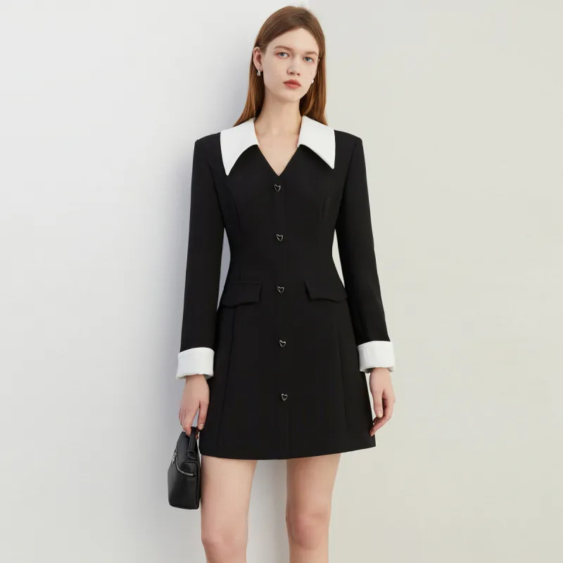DPLAY Long Sleeved Dress Women's Black & White-4