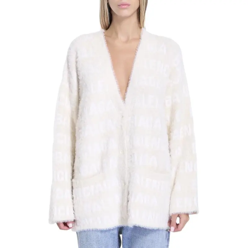 Balenciaga Allover Logo Furry Cardigan-3