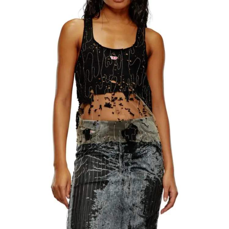 DIESEL T Bils Dev Destroyed Tulle Tank Top-4