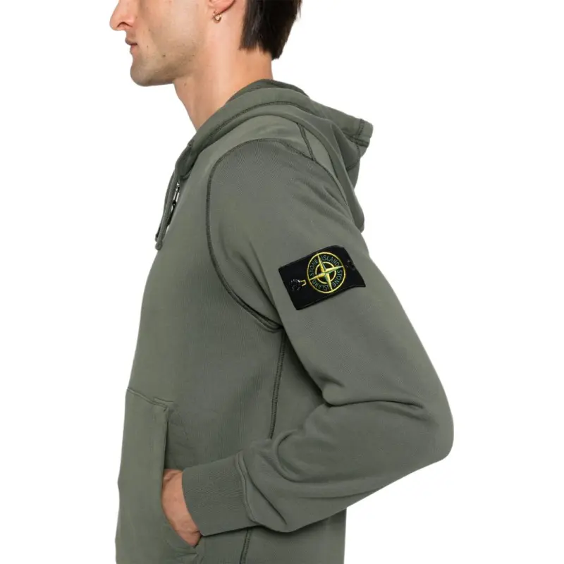 STONE ISLAND Logo Patch Zip Up Hoodie-4