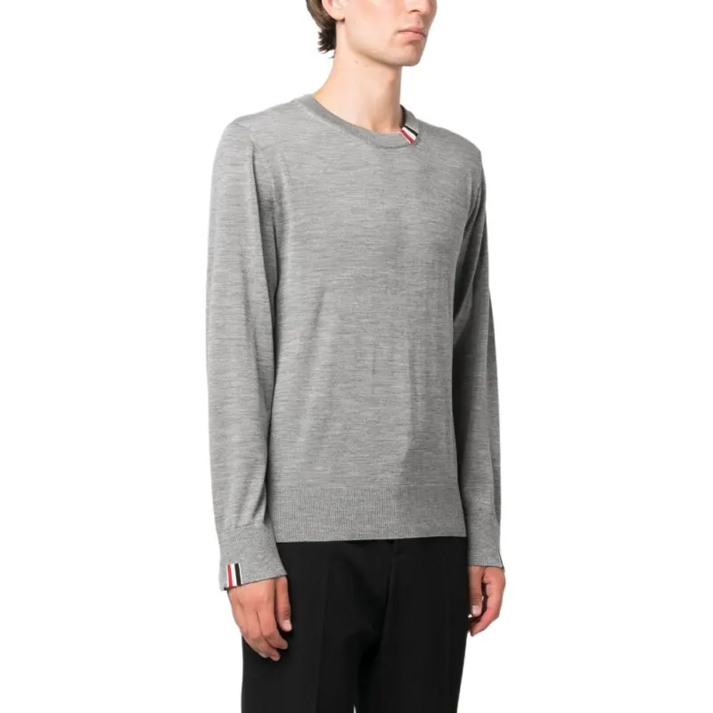 THOM BROWNE Rwb Stripe Detailed Crewneck Jumper-3