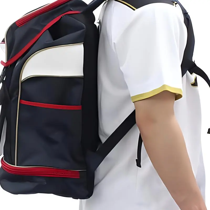 Asics Polyester Backpack Unisex Blue Red-4