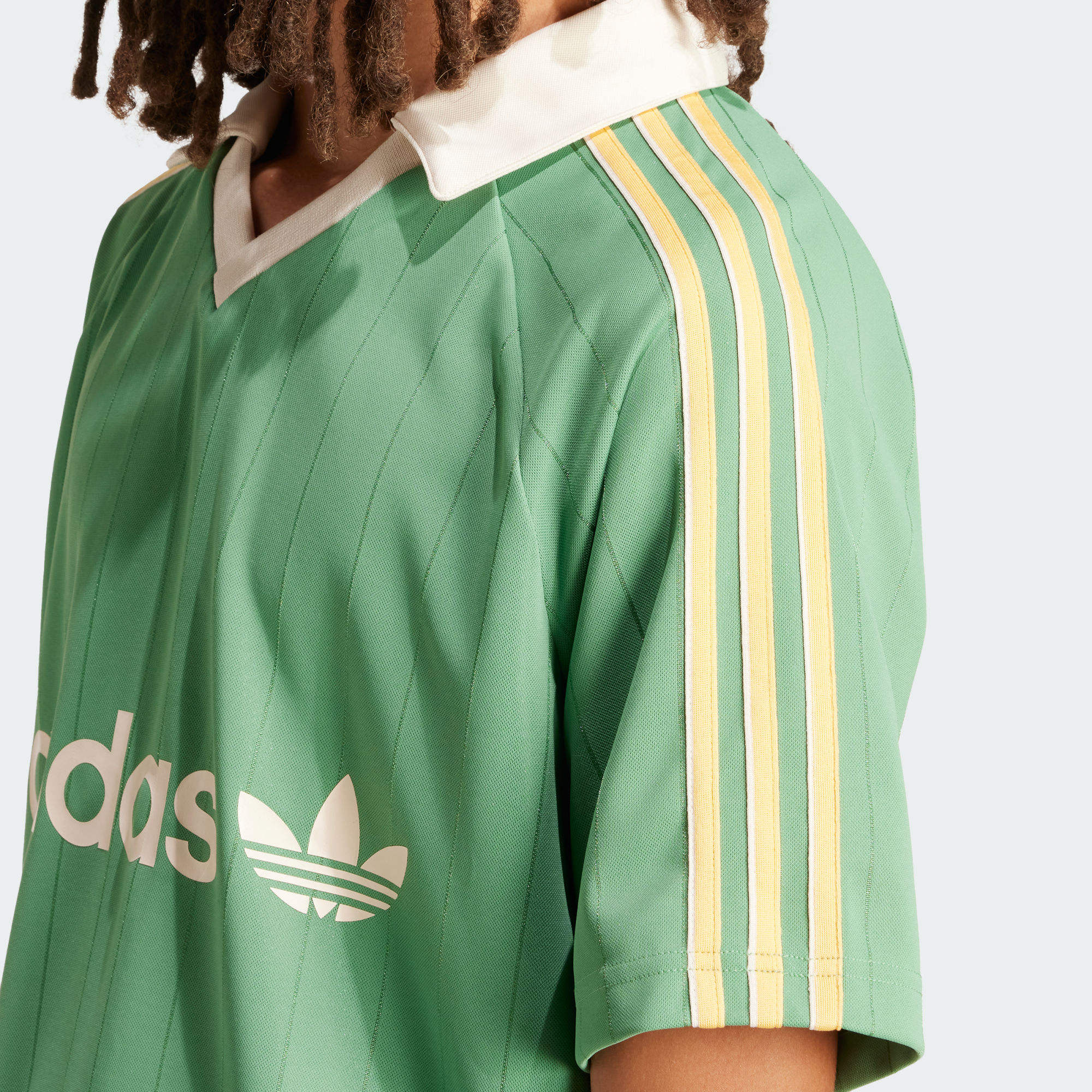 Adidas Men's Logo Pinstripe Jersey Green L - POIZON