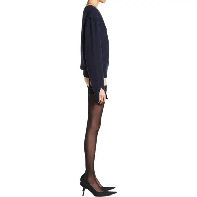 Balenciaga SS25 LAUREL CLASSIC INSIDE OUT Cashmere Sweater Regular Fit Women's Marine Blue-4