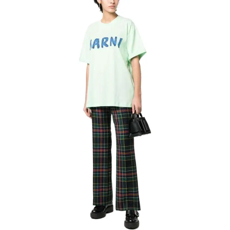 MARNI Drop Shoulder Sleeve T Shirt Women's Green-2