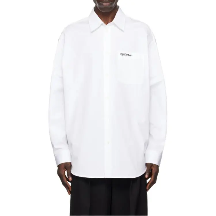Off Logo Embroidered Long Sleeved Shirt-4