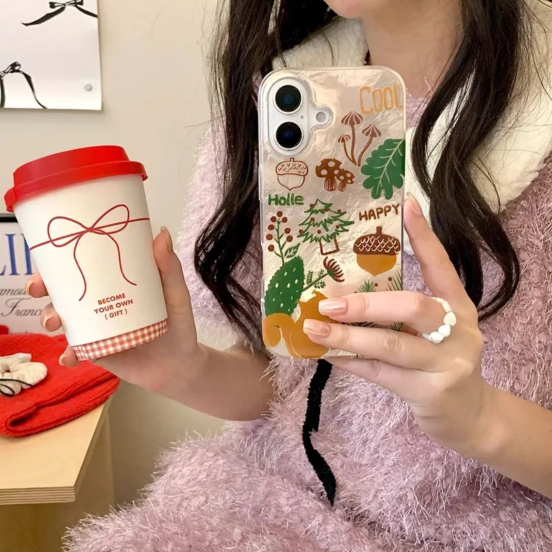 Wei Xin Acrylic Material Double Layer Nut Squirrel Phone Cases Compatible With IPhone 16/15 Pro Max/Apple 13/14 Pro/Max-1