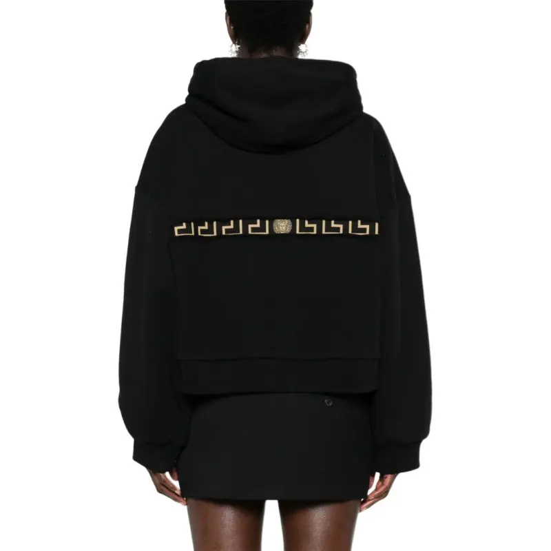 VERSACE Greca Detailed Drawstring Zipped Hoodie-2