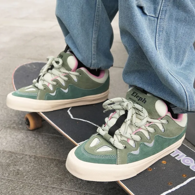GOLUCK Panda Series Coverage Slip Resistant And Abrasion Resistant Low Top Skateboard Shoes Unisex Green-4