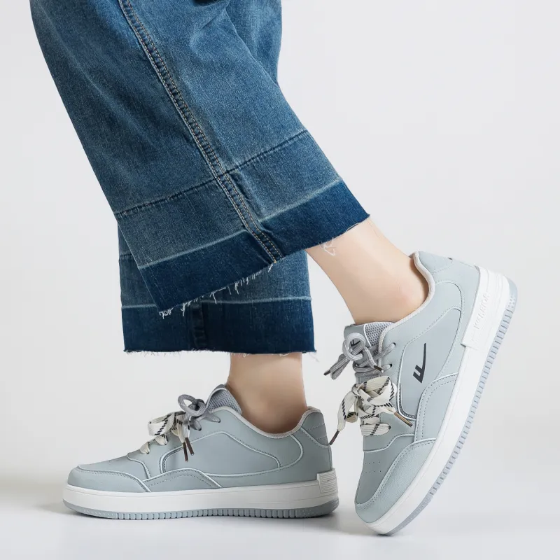 Warrior Anti Slip And Wear Resistant Height Increasing Low Top Skateboard Shoes Women's Haze Blue-6