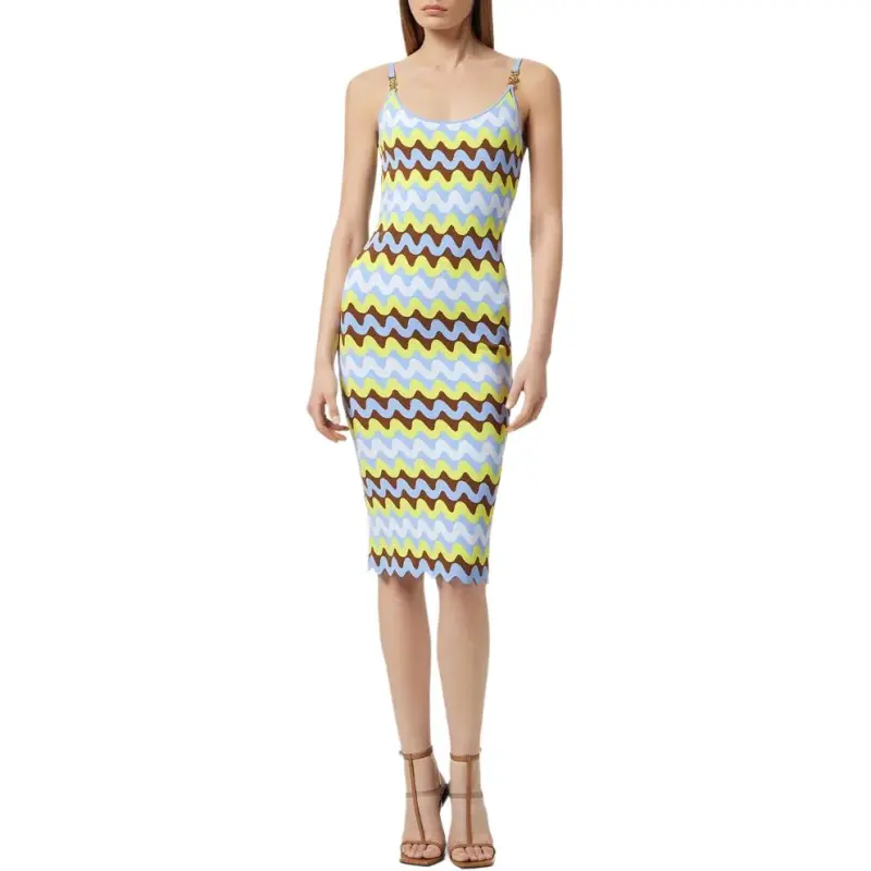 VERSACE Wave Jacquard knit Midi Dress-1