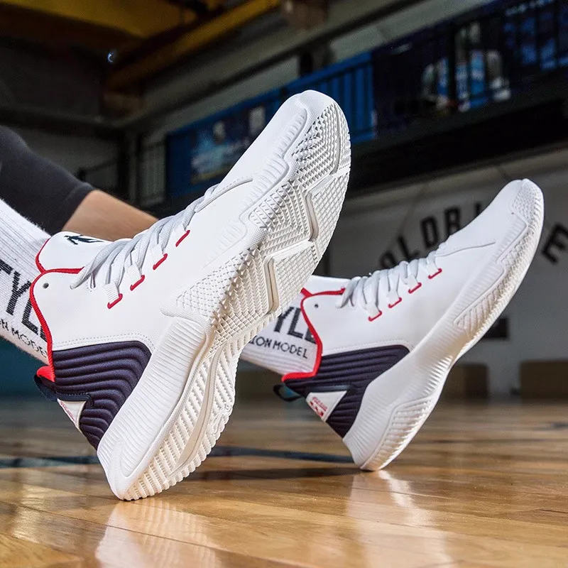QIAODAN Cushioning Low-Top Basketball Shoes Men's White Blue Red-3