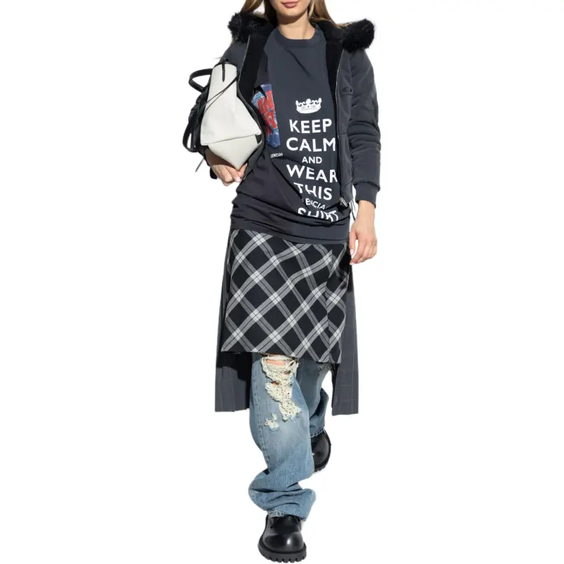 Balenciaga Slogan Printed Paneled Top-2