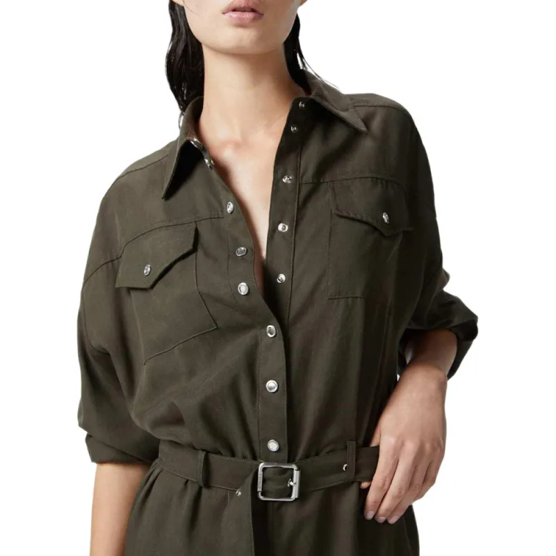 PINKO Utility Style Belted Shirt Dress-5