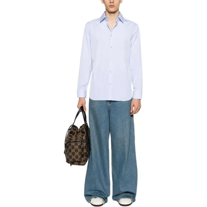 GUCCI Double G embroidered Cotton Shirt-2